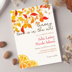 Invitation Amour Citronné Frais Feuillage Photo Mariage