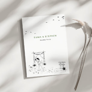 Invitation Amour côtier Plage de sable Ligne minimale Mariage