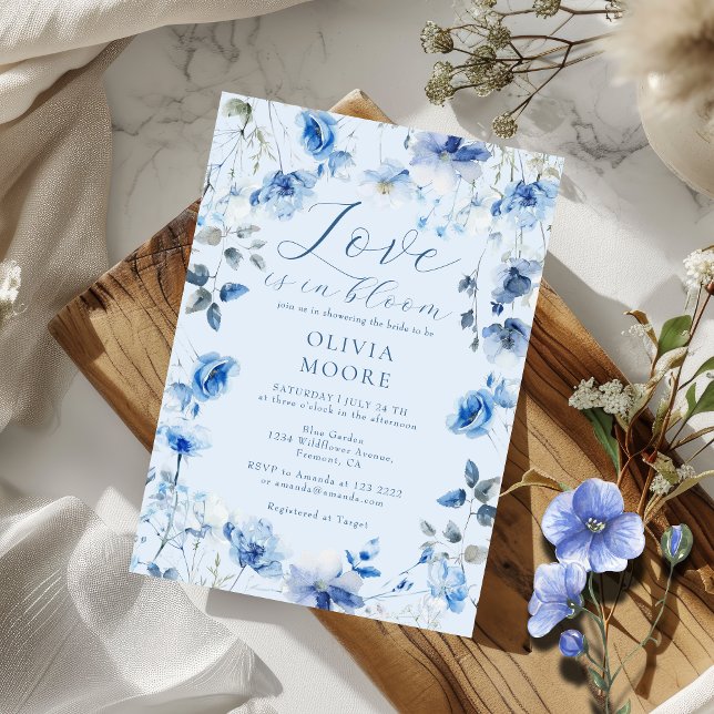 Invitation Amour dans Bloom Blue Fleur sauvage Boho BridaI Do (Créateur téléchargé)