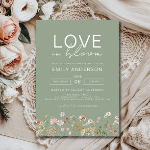 Invitation Amour dans Bloom Boho Fleur sauvage Fête des marié