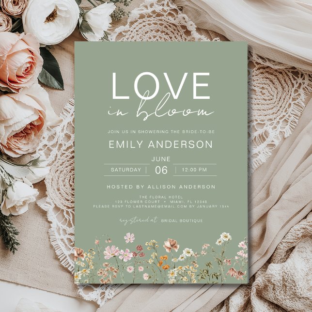 Invitation Amour dans Bloom Boho Fleur sauvage Fête des marié (Créateur téléchargé)