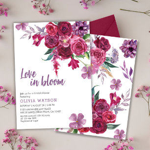 Invitation Amour dans Fête des mariées fleurie aquarelle