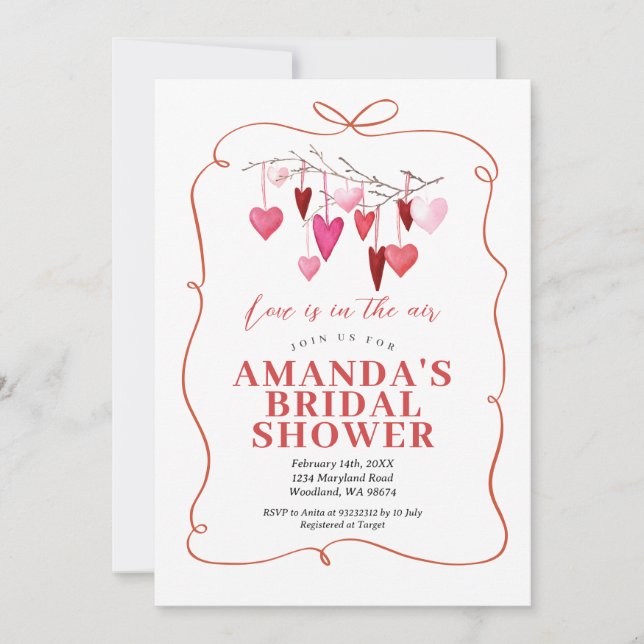 Invitation Amour dans l'air Saint-Valentin Bridal Shower Fant (Devant)