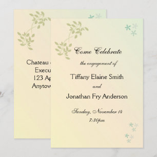 Invitation Amour dans les lauriers Engagement Grand Texte