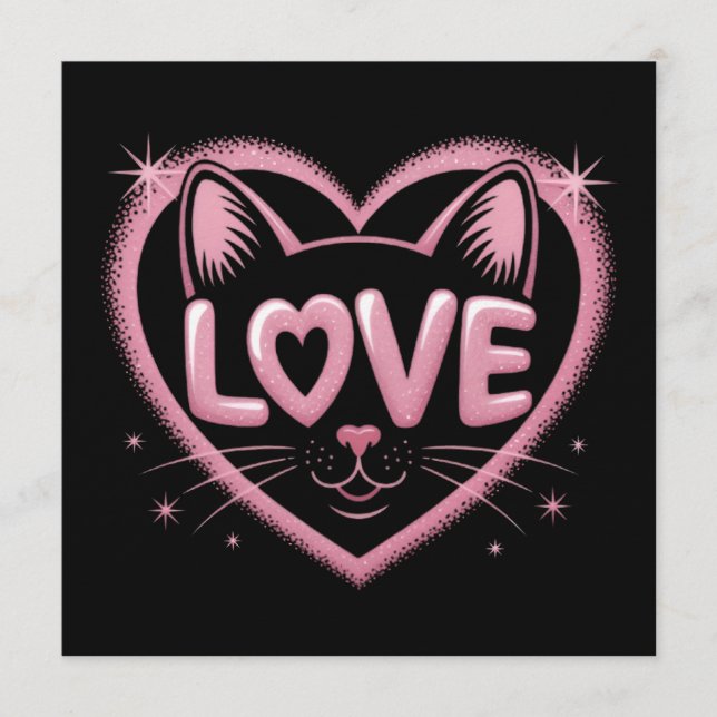 Invitation Amour de chat scintillant (Devant)