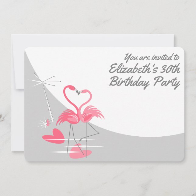 Invitation Amour de flamant rose Grande Lune 'Vous êtes invit (Devant)