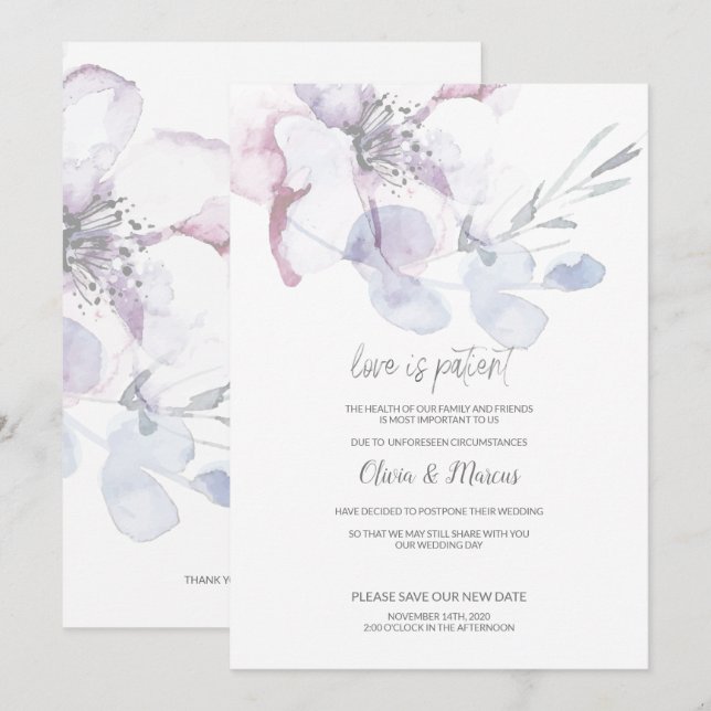 Invitation Amour de Fleur de Pommier Mariage Patient Report d (Devant / Derrière)