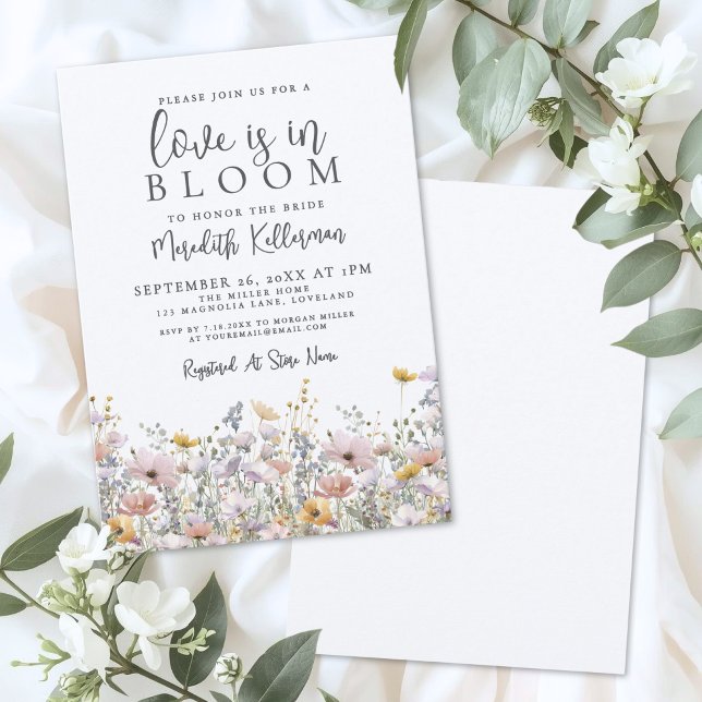 Invitation Amour de Fleur Sauvage Fête de Mariage (Wildflower Love Is In Bloom Bridal Shower Invitation)