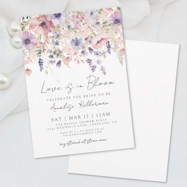 Invitation Amour de Fleur Sauvage : Floraison de l'Amour Fête (Love Is In Bloom Floral Wildflower Bridal Shower Invitation )