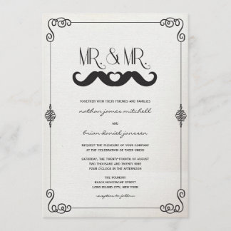 Invitation Amour de Moustache M. & M. Mariage Gay Vintage Pap