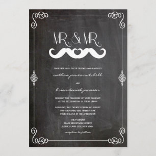 Invitation Amour de Moustache Mariage Gay Vintage Tableau Noi