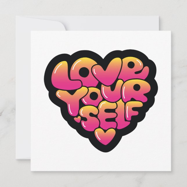 Invitation Amour de soi Typographie Autocollant en forme de c (Devant)
