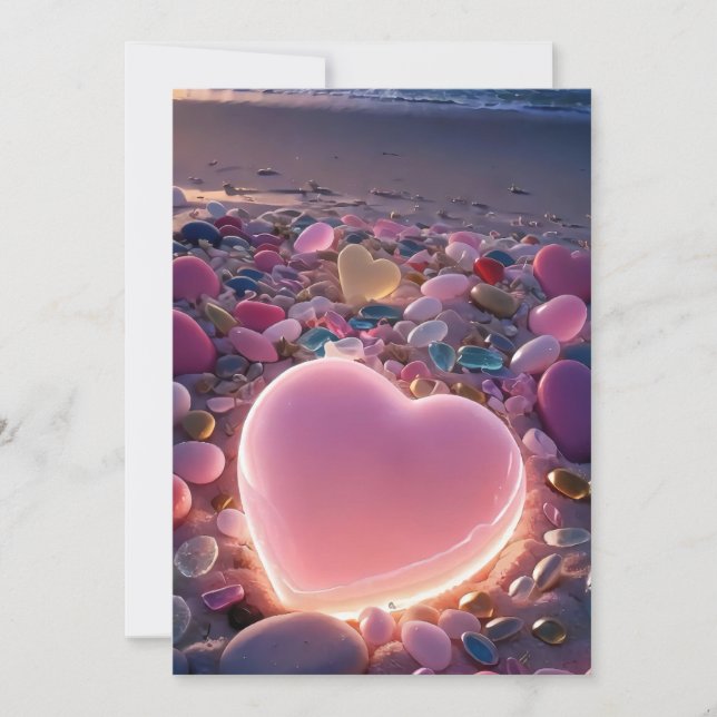 Invitation Amour du bord de mer : Radiant Heart Beach Wedding (Devant)