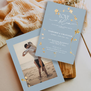 Invitation Amour Élégant En Fête des mariées Florale Or En Fl