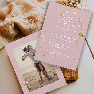 Invitation Amour Élégant En Fête des mariées Florale Or En Fl