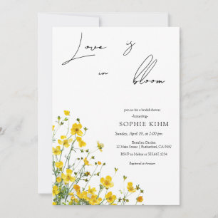 Invitation Amour En Fleur Fête des mariées Florale Jaune
