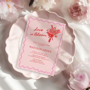 Invitation Amour en fleur Fête des mariées manuscrite Whimsic