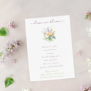 Invitation Amour en fleur Fête des mariées Pastel manuscrite