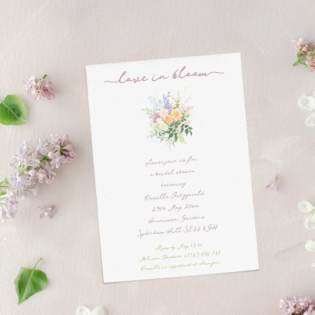 Invitation Amour en fleur Fête des mariées Pastel manuscrite (Créateur téléchargé)