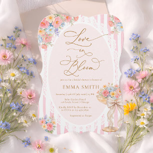 Invitation Amour en Fleur Mariage Champagne Réception de Mari