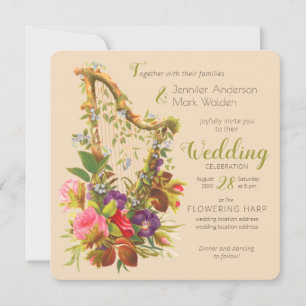 Invitation Amour en fleur Musique liée CC0593 Floral Mariage