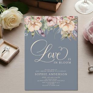 Invitation Amour en Fleur Saumon Bleu Floral Baby Shower de M