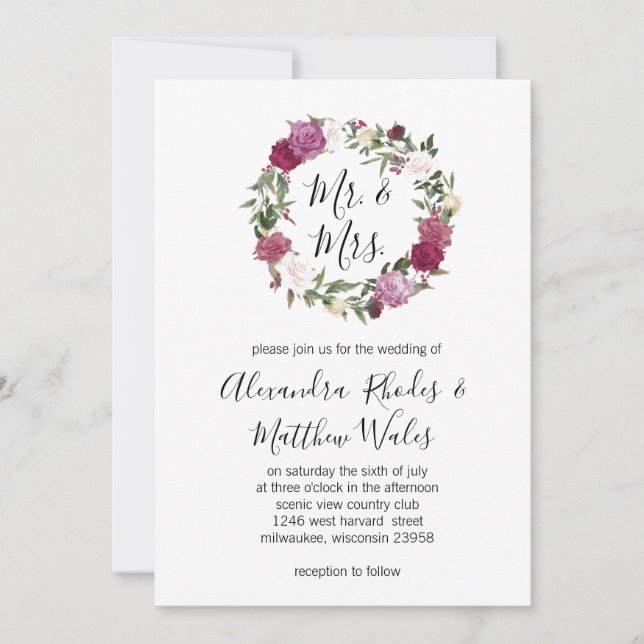 Invitation Amour en fleurs (Devant)