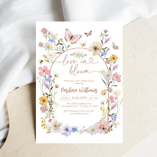 Invitation Amour en fleurs Fête de bébé papillon fleur sauvag