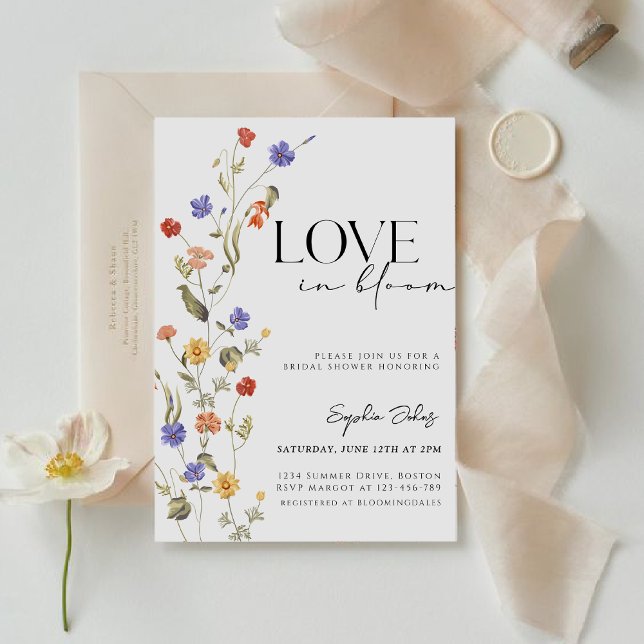 Invitation Amour en fleurs. Fête de mariage de printemps avec (Créateur téléchargé)
