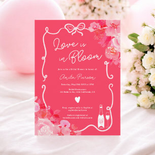 Invitation amour en fleurs gribouillis floraux douche nuptial