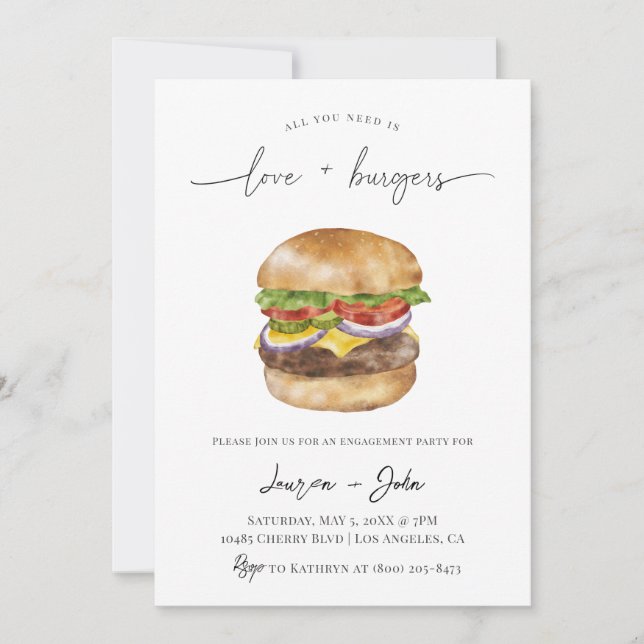 Invitation Amour et Burgers (Devant)