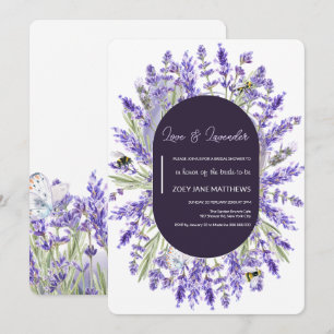 Invitation Amour et Lavender Élégante Fête des mariées flor