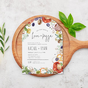 Invitation Amour et Pizza Fête de l'Engagement Arché tendance