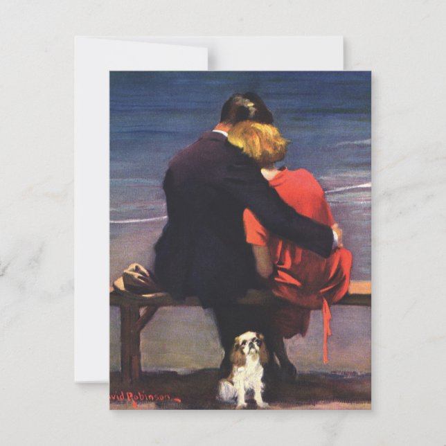 Invitation Amour et Romance Vintage sur la Plage (Devant)