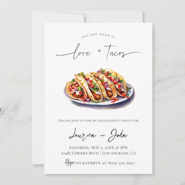 Invitation Amour et Tacos (Devant)