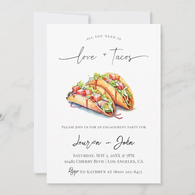 Invitation Amour et Tacos (Devant)