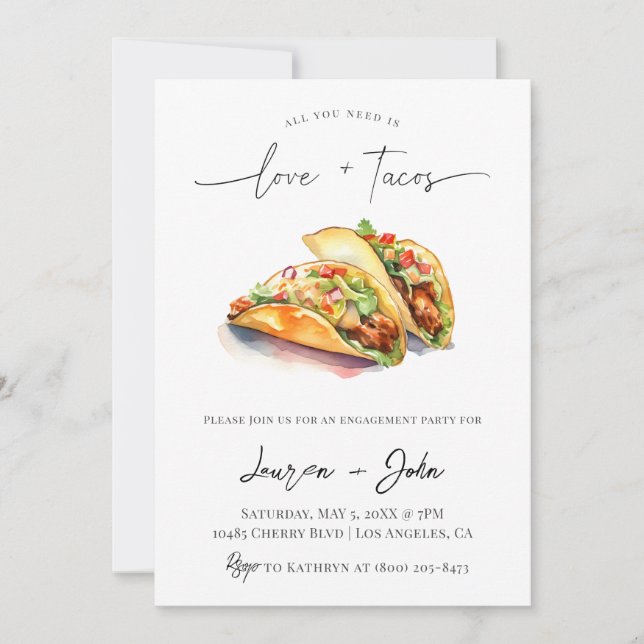 Invitation Amour et Tacos (Devant)