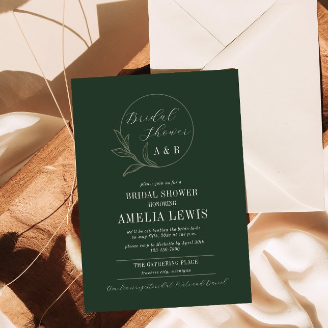 Invitation Amour Éternel | Couronne de Mariage Vert Foncé pou (Créateur téléchargé)