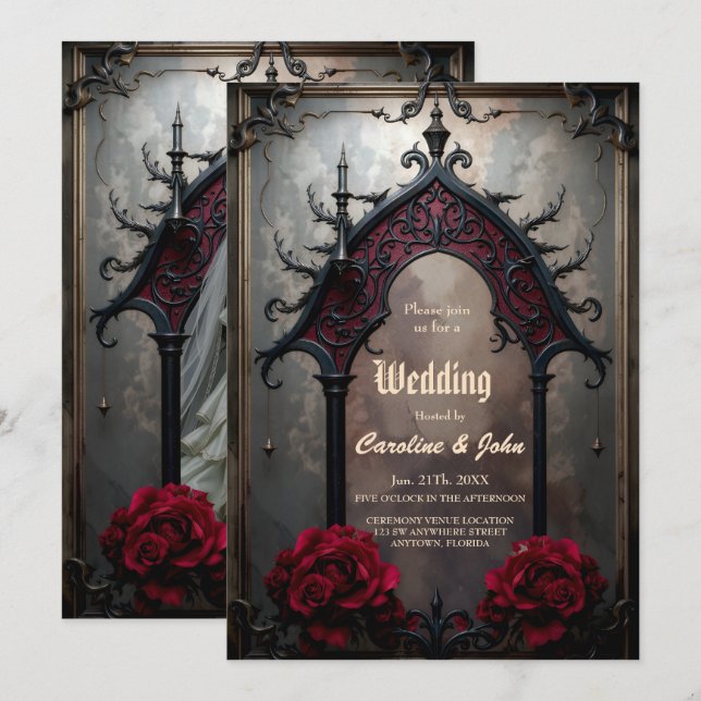 Invitation Amour Éternel Gothique  (Devant / Derrière)