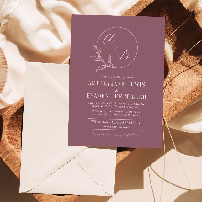 Invitation Amour Éternel | Mariage Couronne Deep Mauve  (Créateur téléchargé)
