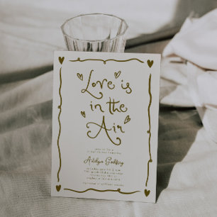 Invitation Amour Fantaisiste Dans L'air Crème de Fête de Mari