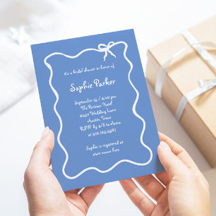 Invitation Amour   Fête des mariées Bleue Bow illustrée