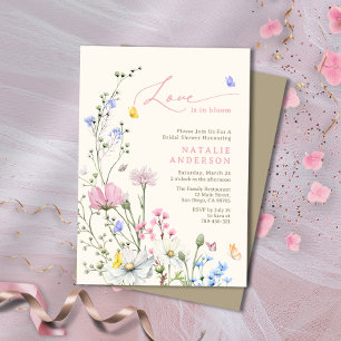Invitation Amour Fleur sauvage rose pâle dans la Fête des mar
