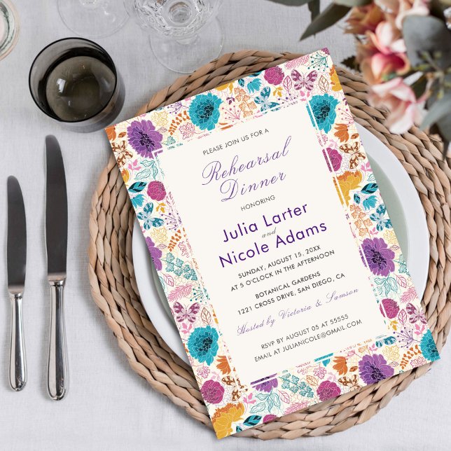 Invitation Amour Fleurissant Fleurs Romantiques Rose Violet M (Créateur téléchargé)