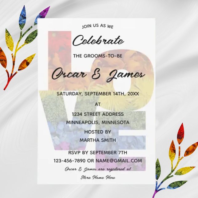 Invitation Amour Fleurs Partie d'Engagement Sexe (Créateur téléchargé)