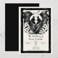 Amour gothique noir crème argent Chauves-souris Ma