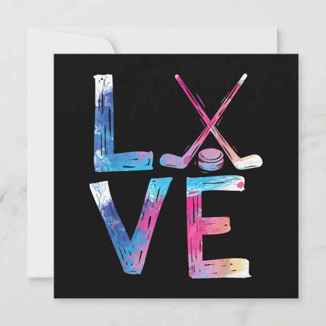 Invitation Amour Hockey sur glace filles Dons de hockey femme (Devant)