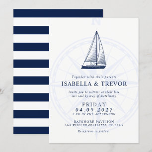 Invitation Amour Jeux Voile Vent Rose Nautique Mariage Invita