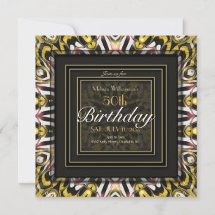 Invitation Amour Magique Lumières Dorées Noires 50e Anniversa