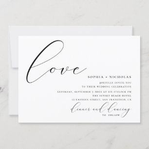 Invitation Amour. Mariage de calligraphie noir et blanc